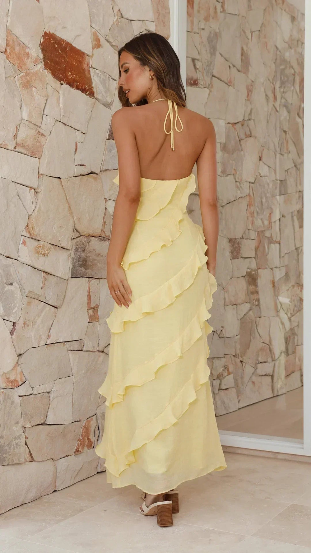 Elegante Maxi Ruffle Jurk voor Vrouwen – Perfect voor Bruiloften en Speciale Gelegenheden 1