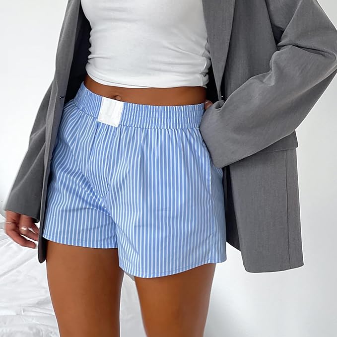 Gestreepte Dames Korte Broek van Luxe Ademend Materiaal – Slim Fit met Elastische Tailleband 3
