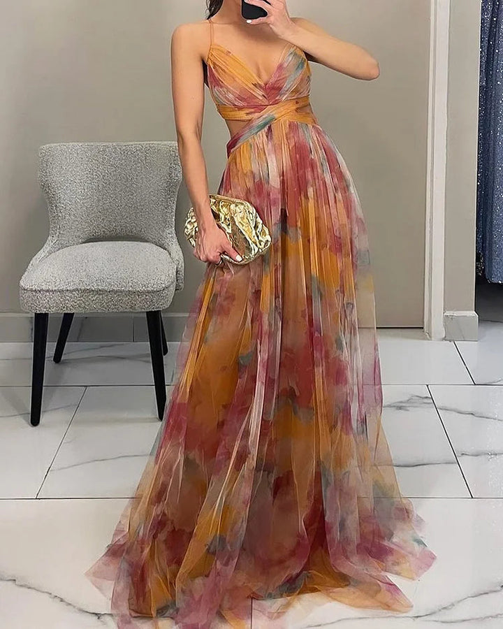 Maxi Chiffon Jurk voor Dames met Bloemenprint – Vloeiend en Luchtig 2