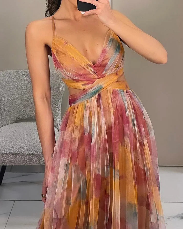 Maxi Chiffon Jurk voor Dames met Bloemenprint – Vloeiend en Luchtig 3