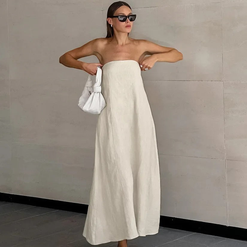 Maxi Strapless Linnen Jurk – Ademend en Comfortabel voor Zomerse Dagen 1