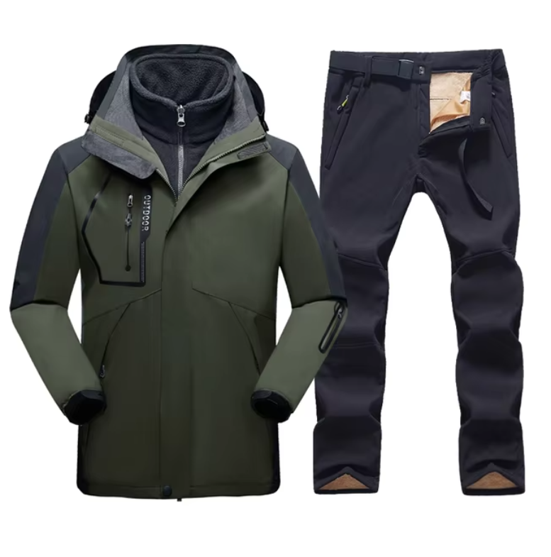 Duurzaam Heren Skipak – Waterdichte Jas + Fleecegevoerde Broek Set
